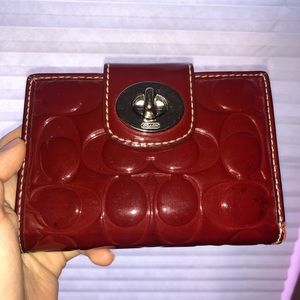 Red Coach Smooth Monogram Wallet